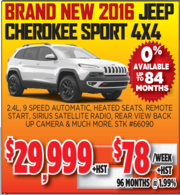 New 2016 Jeep Cherokee Sport 4X4 Toronto