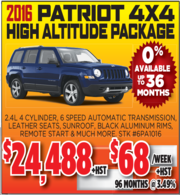 2016 Patriot 4x4 High Altitude Package Toronto