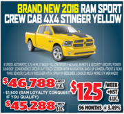 2016 Ram Sport Crew Cab 4X4 Stinger Yellow Toronto